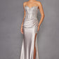 Juliet JT2536K Strapless Sweetheart Corset Back Fitted Satin Prom Gown