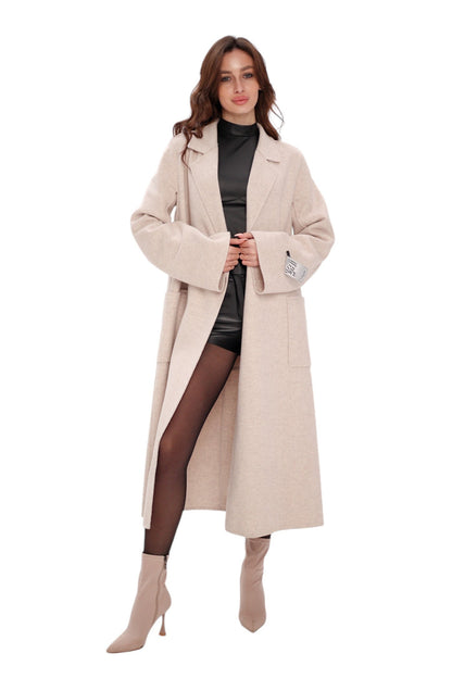 Mia Premium 85% Wool Cashmere Coat in Sea Salt
