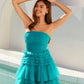 Juliet JT2542S Long Strapless Layered Tulle A-Line Gown