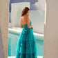 Juliet JT2542S Long Strapless Layered Tulle A-Line Gown