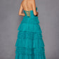 Juliet JT2542S Long Strapless Layered Tulle A-Line Gown