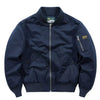 Men's Plus Size Classic Zip Up Bomber Jacket - Dark Blue
