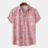 Men's Printed Short Sleeve Button-Up Shirt - Pink