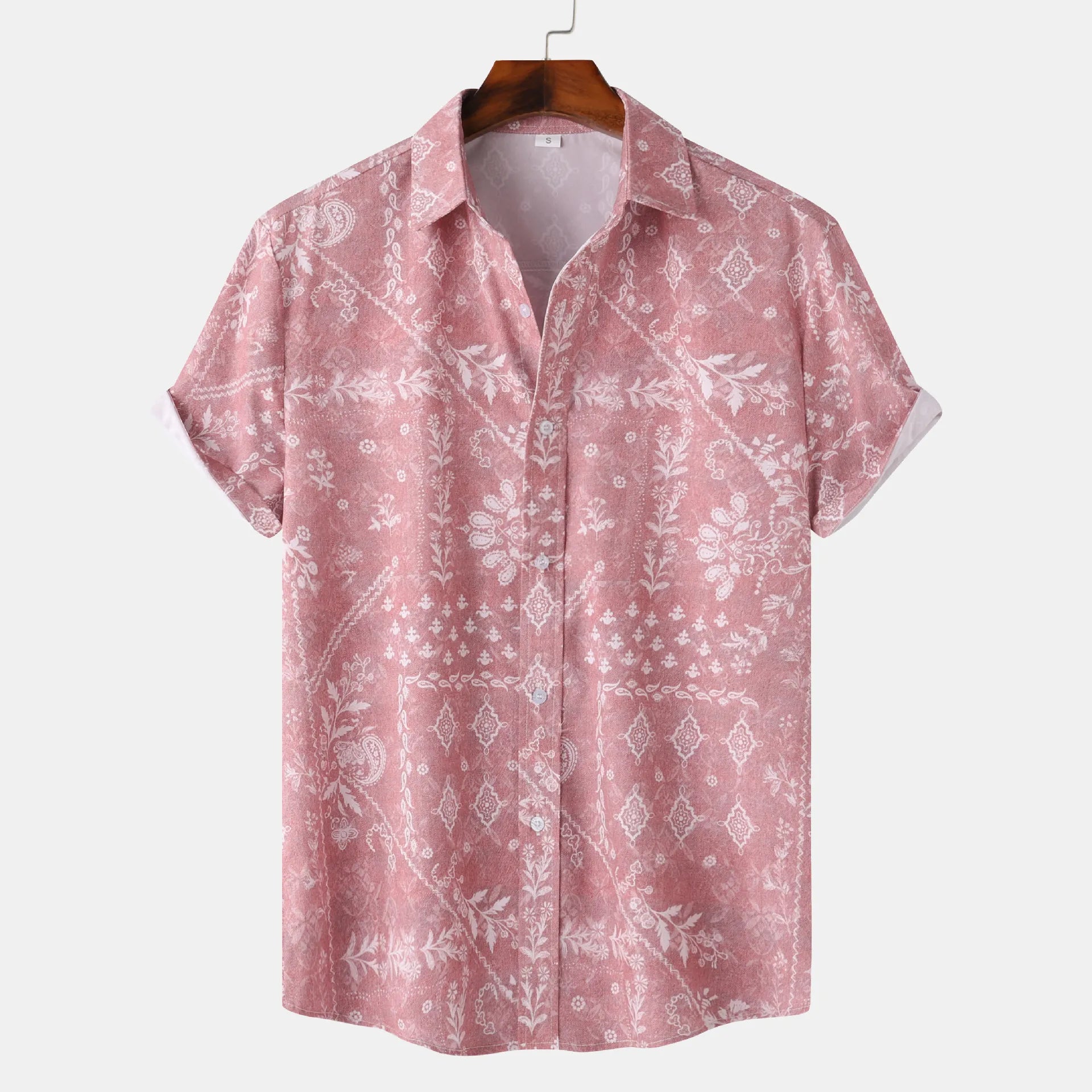 Men's Printed Short Sleeve Button-Up Shirt - Farnelli
