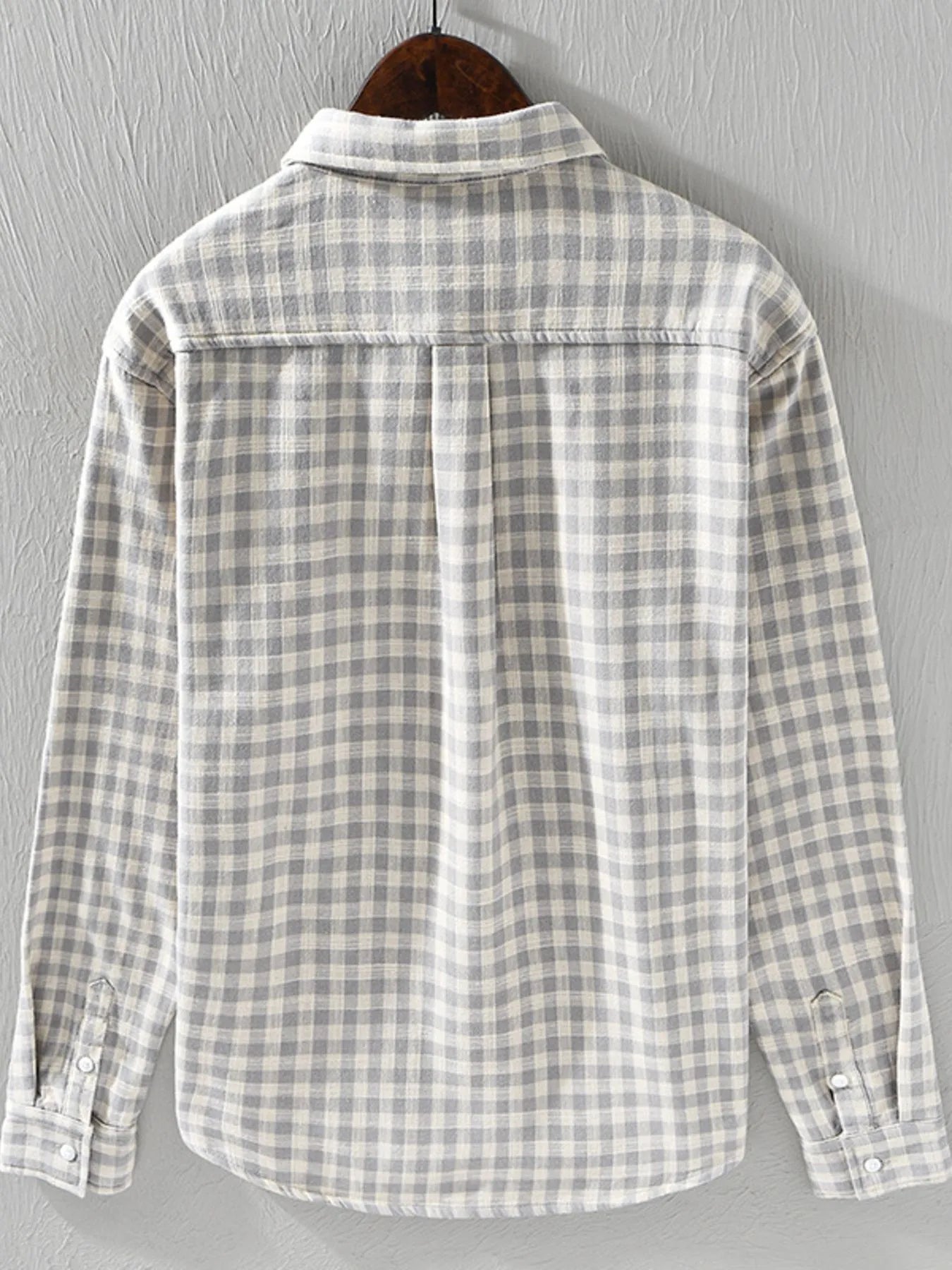 Men's Plus Size Plaid Button-Down Shirt with Contrast Inner Lining - Farnelli