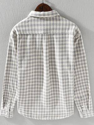 Men's Plus Size Plaid Button-Down Shirt with Contrast Inner Lining - Farnelli