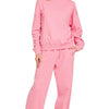 Zenana Fleece Long Sleeve Top and Sweatpants Set - DK PINK