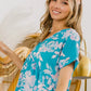 BiBi Floral Crinkle Shirred Ruffle Detail V Neck Dress - Farnelli