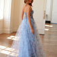 Juliet JT2562S Floral Print Strapless A-Line Tulle Gown