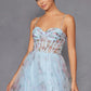 Juliet JT2562S Floral Print Strapless A-Line Tulle Gown