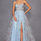 Juliet JT2562S Floral Print Strapless A-Line Tulle Gown