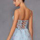 Juliet JT2562S Floral Print Strapless A-Line Tulle Gown