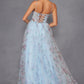 Juliet JT2562S Floral Print Strapless A-Line Tulle Gown