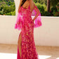 Juliet JT2564U Long Sleeve Cold Shoulder Fitted Sequin Gown