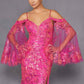 Juliet JT2564U Long Sleeve Cold Shoulder Fitted Sequin Gown