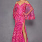 Juliet JT2564U Long Sleeve Cold Shoulder Fitted Sequin Gown