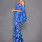 Juliet JT2564U Long Sleeve Cold Shoulder Fitted Sequin Gown