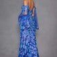 Juliet JT2564U Long Sleeve Cold Shoulder Fitted Sequin Gown