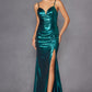 Juliet JT2567U Metallic Fitted Evening Gown