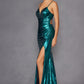 Juliet JT2567U Metallic Fitted Evening Gown