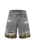 Men's Distressed Camouflage Denim Shorts - Farnelli
