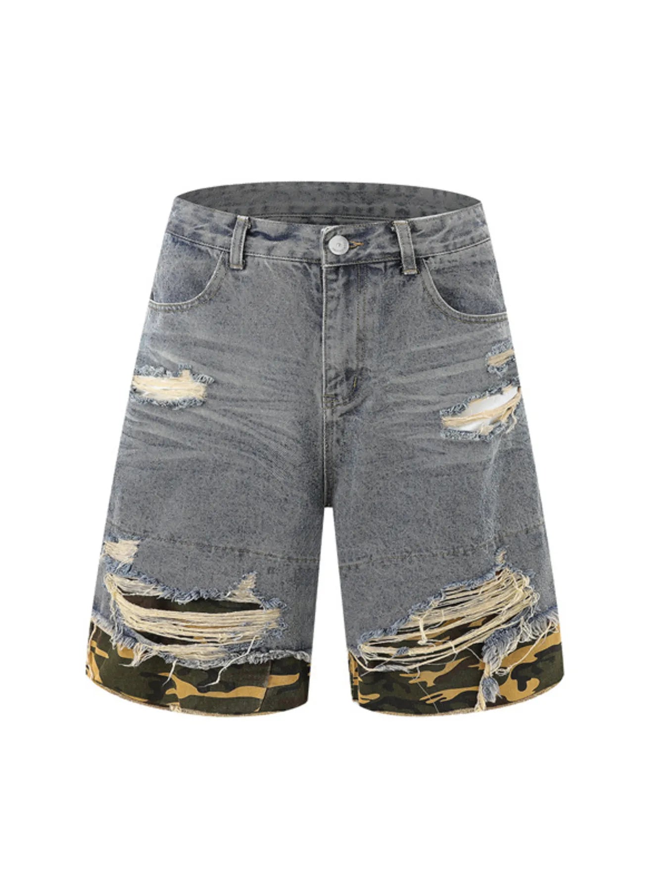Men's Distressed Camouflage Denim Shorts - Farnelli