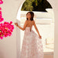 Juliet JT2572U Long Ruffled Layered Skirt Print Formal Gown