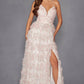 Juliet JT2572U Long Ruffled Layered Skirt Print Formal Gown