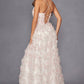 Juliet JT2572U Long Ruffled Layered Skirt Print Formal Gown