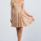 CLEARANCE - La Scala 25759 Short Off the Shoulder Skater Dress Glitter Jacquard (Size S)