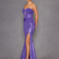 Juliet JT2578H Long Sweetheart Strapless Fitted Metallic Prom Gown