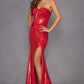 Juliet JT2578H Long Sweetheart Strapless Fitted Metallic Prom Gown