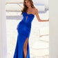 Juliet JT2578H Long Sweetheart Strapless Fitted Metallic Prom Gown