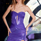 Juliet JT2578H Long Sweetheart Strapless Fitted Metallic Prom Gown