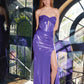 Juliet JT2578H Long Sweetheart Strapless Fitted Metallic Prom Gown