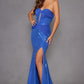 Juliet JT2578H Long Sweetheart Strapless Fitted Metallic Prom Gown