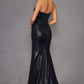 Juliet JT2578H Long Sweetheart Strapless Fitted Metallic Prom Gown