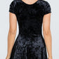 CLEARANCE - La Scala 25821 Crushed Velvet Short Sleeve Red Skater Dress (Size XL)