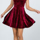 CLEARANCE - La Scala 25821 Crushed Velvet Short Sleeve Red Skater Dress (Size XL)