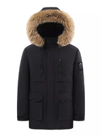 Men's Full Size Fur Hooded Winter Parka Coat Plus Size - Farnelli