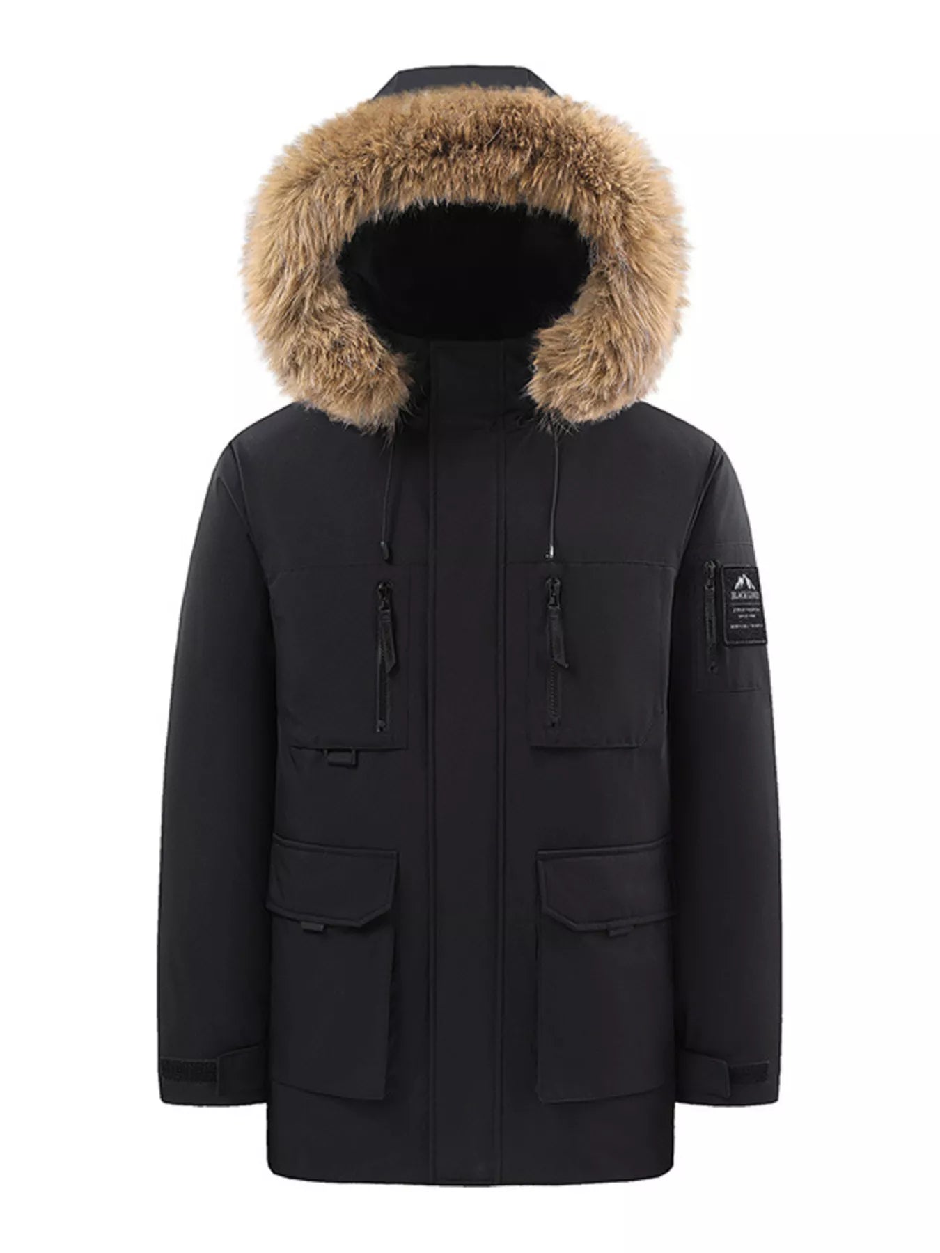 Men's Full Size Fur Hooded Winter Parka Coat Plus Size - Farnelli
