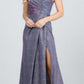 CLEARANCE - La Scala 25854 Off The Shoulder Glittery Jacquard Gathered Gown (Size L)