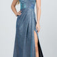 CLEARANCE - La Scala 25854 Off The Shoulder Glittery Jacquard Gathered Gown (Size L)