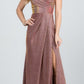 CLEARANCE - La Scala 25854 Off The Shoulder Glittery Jacquard Gathered Gown (Size L)