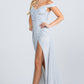 CLEARANCE - La Scala 25854 Off The Shoulder Glittery Jacquard Gathered Gown (Size L)