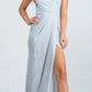 CLEARANCE - La Scala 25854 Off The Shoulder Glittery Jacquard Gathered Gown (Size L)