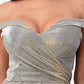 CLEARANCE - La Scala 25854 Off The Shoulder Glittery Jacquard Gathered Gown (Size L)