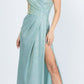 CLEARANCE - La Scala 25854 Off The Shoulder Glittery Jacquard Gathered Gown (Size L)