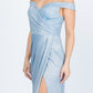 CLEARANCE - La Scala 25854 Off The Shoulder Glittery Jacquard Gathered Gown (Size L)