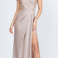 CLEARANCE - La Scala 25854 Off The Shoulder Glittery Jacquard Gathered Gown (Size L)